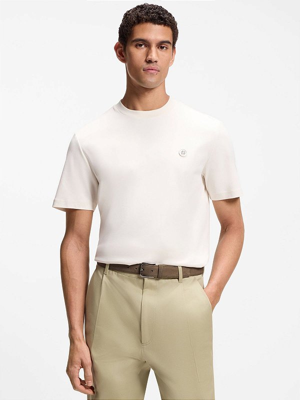 Camiseta Boss de algodão C-Taut 01 Monograma Double-B Branco