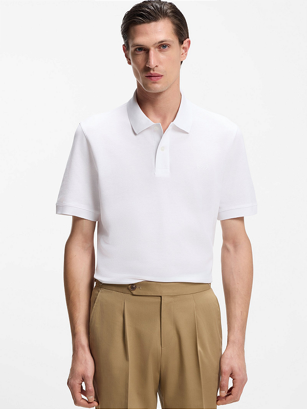 Polo Boss Piquet Pallas Regular Fit Open White