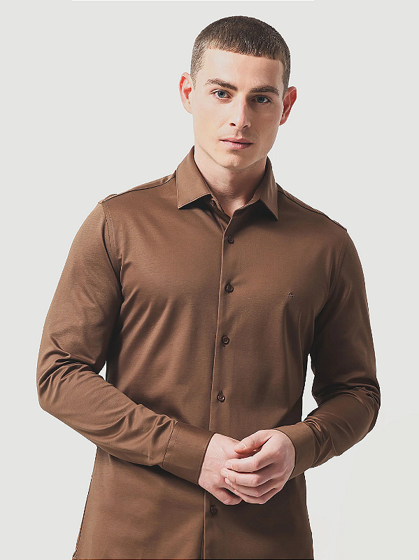 Camisa Aramis Slim A-70 Fio Duplo Mercerizado Cacau