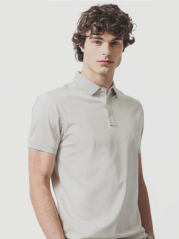Polo Algodão Australiano Mercerizada A-70 Interlock Aramis Areia