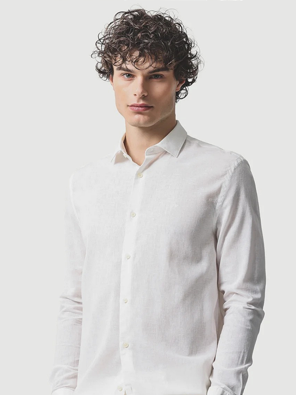 Camisa Aramis Manga Longa Linho Algodão Surat Branco