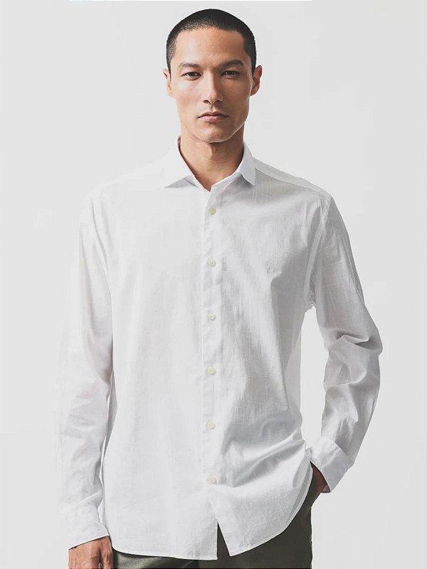 Camisa Aramis Manga Longa Slim Flame Bosco Branco