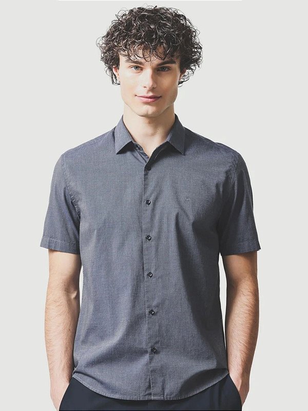 Camisa Aramis Manga Curta Slim Fil a Fil Antilia Marinho