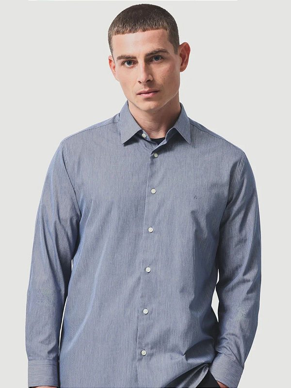 Camisa Aramis Manga Longa Slim Algodão 50 Listrada Marinho/Branco