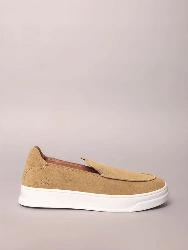 Tênis Calvin Klein Slip On Camurça Caqui Médio