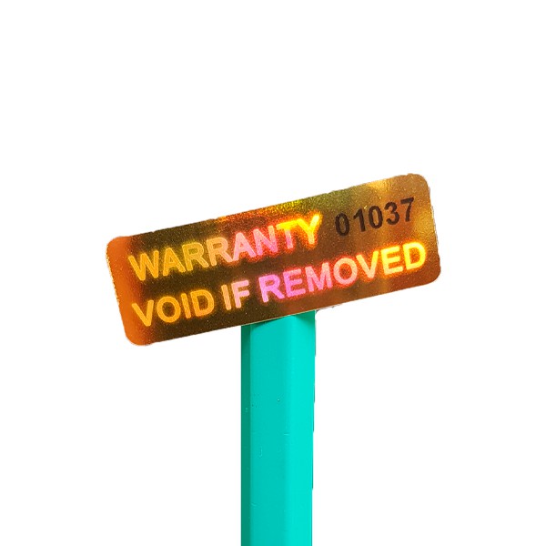 Selo Holográfico Void 10x30mm Retangular Cor Dourado Warranty Numerado