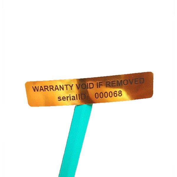 Selo Holográfico Void 10x50mm Retangular Cor Dourado Warranty Numerado