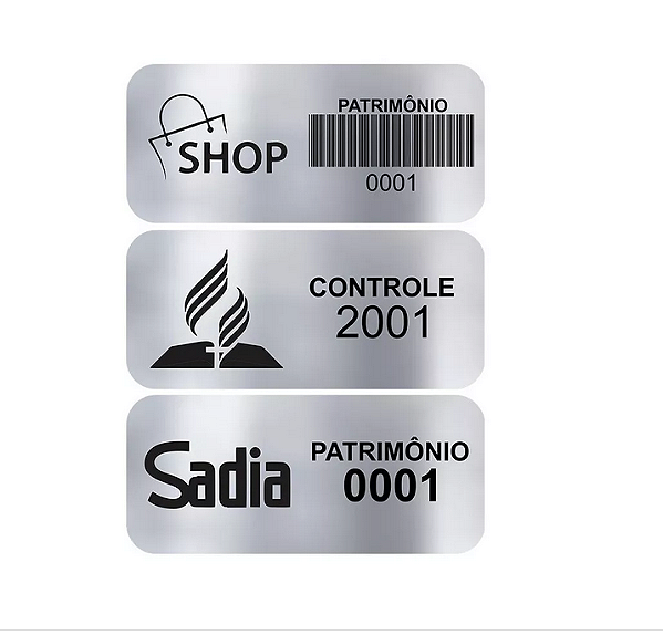 Etiqueta de controle patrimonial 50x20mm Poliéster Personalizado