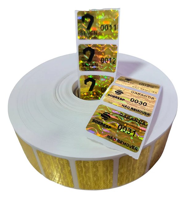 Selo Holográfico PERSONALIZADO Dourado 30x20mm