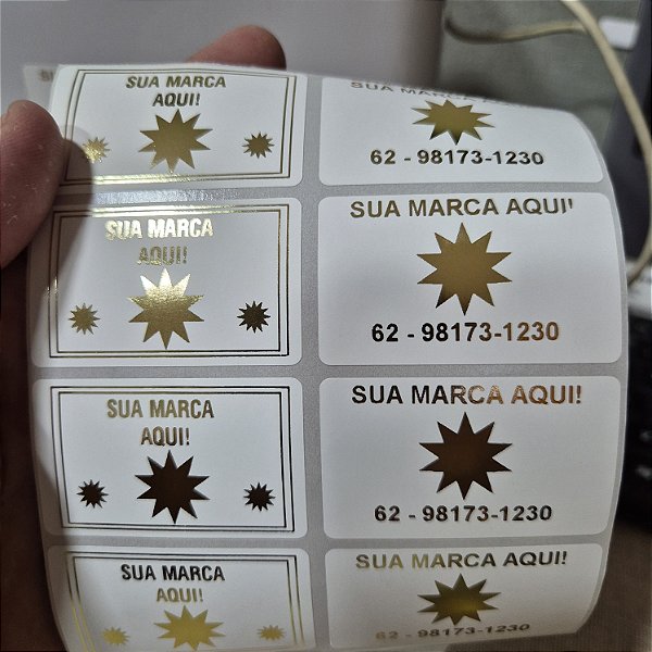 Etiqueta 50x30mm Personalizado com impressão Dourado ou Prata