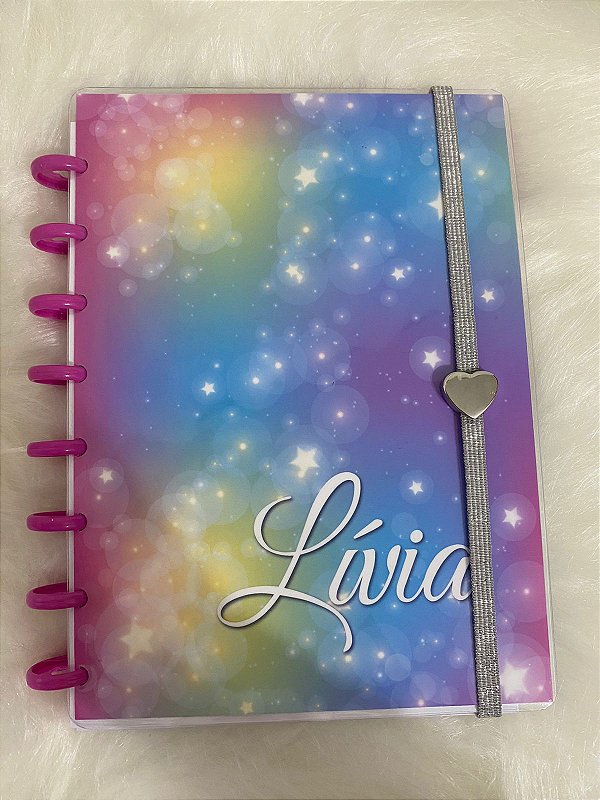 Caderno de Disco - Colorido, bolhas e estrelas