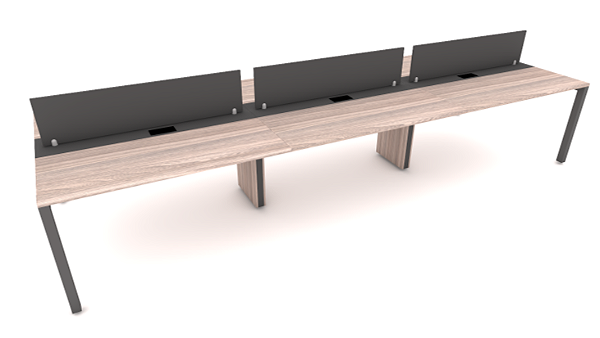 Plataforma Office 6 Lugares-25MM-1,00-Pé/Metálico - Caixa para Tomadas e Calhas -HOMEOFFICE