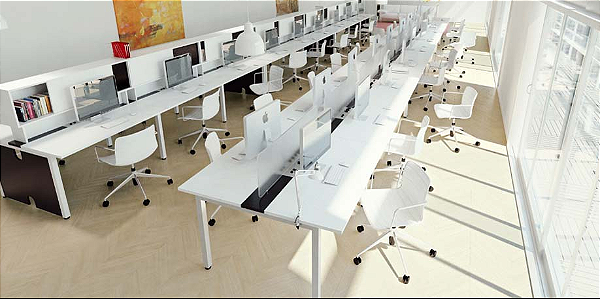 Plataforma Office 10 Lugares-25MM-1,40-Pé Metálico - Caixa para Tomadas e Calhas -HOMEOFFICE