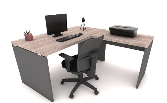 Mesa em L- Pé Painel -40mm- 1500 x 1500 - Corporativa-Homeoffice