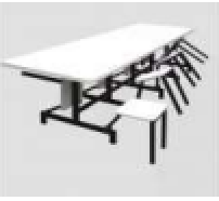 Mesa Refeitorio assentos retráteis-15mm -4lugares- Economica