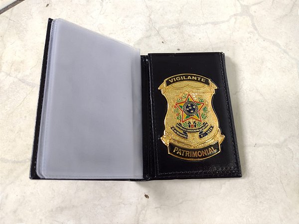 Carteira em couro com brasão VIGILANTE PATRIMONIAL
