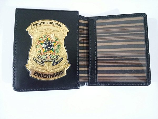 Carteira em couro com brasão Personalizada - PERITO JUDICIAL ENGENHARIA
