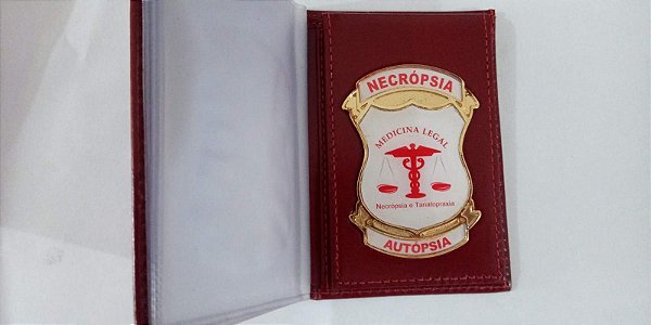 Carteira Porta Funcional em couro com brasão  - NECRÓPSIA / AUTÓPSIA