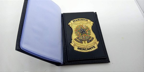 Carteira em couro com brasão - Marinha Mercante
