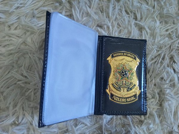 Carteira em Couro com Brasão -  Marinha do Brasil Fuzileiro Naval