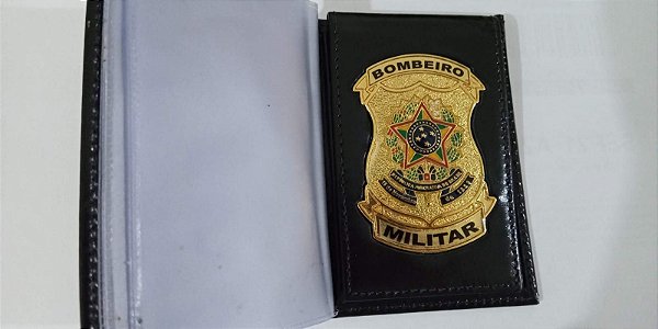 Carteira Porta Funcional em  couro com brasão - Bombeiro Militar