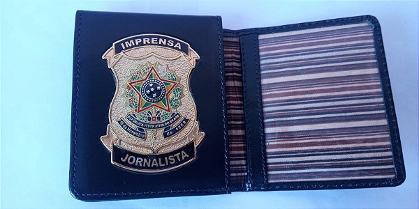 Carteira Porta Funcional  em couro com brasão - IMPRESA JORNALISTA