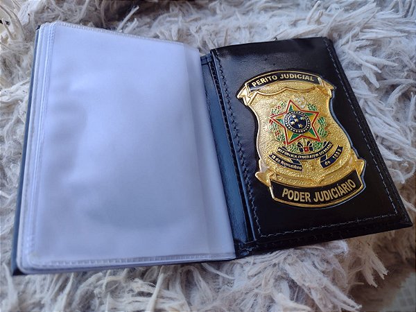 Carteira  Porta Funcional  em couro com brasão - Perito Judicial Poder Judiciário