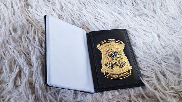 Carteira Porta Funcional  em couro com brasão  Perícia Criminal Investigação Forense
