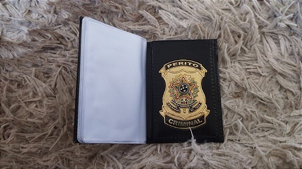 Carteira Porta Funcional  em couro com brasão  Perito Criminal