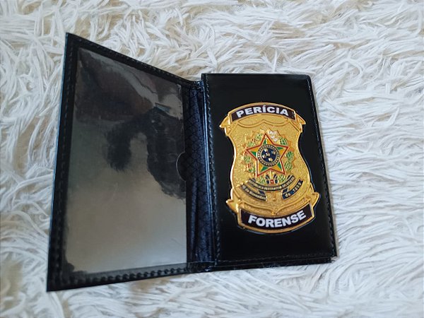 Carteira Porta Funcional em couro com brasão Perícia Forense