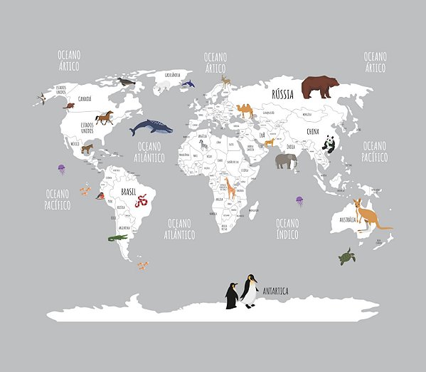 Painel de Parede Mapa Mundi