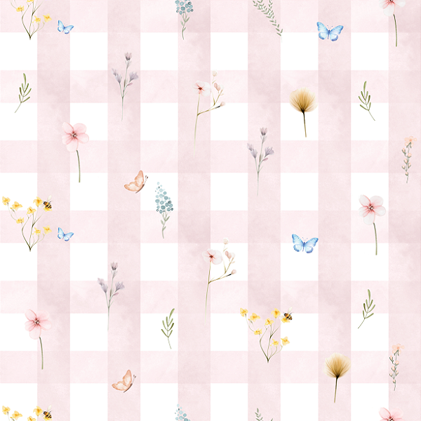 Papel de Parede Vichy Floral
