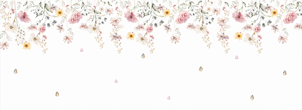 Painel de Parede Floral Jardim com Borboletas