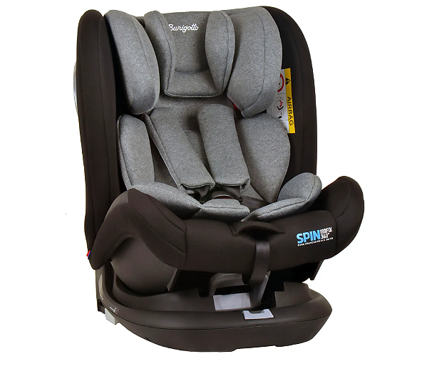 Cadeirinha para Auto Burigotto Spin Isofix 0 a 36kg – Sistema 360°, Reclinável, Redutor Removível, Encosto Regulável, Cinto 5 Pontos, Grupos 0+/I/II/III