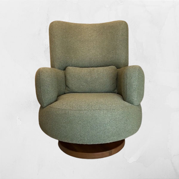 Conjunto Poltrona Bambole + Pufe Bean Bouclê Verde Musgo