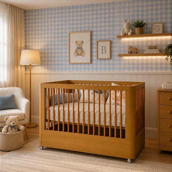 Berço que vira Mini Cama - Boom Wheels 2 em 1 com Rodízios - Savana