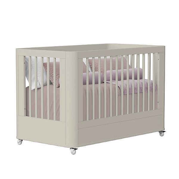 Berço que vira Mini Cama - Boom Wheels 2 em 1 com Rodízios - Areia