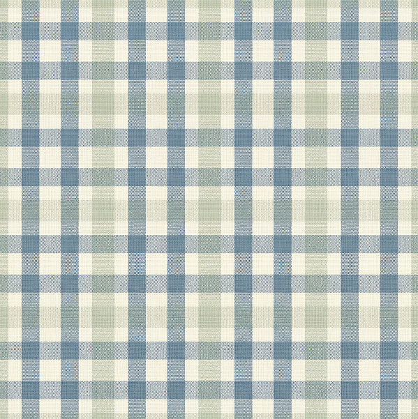 Papel de parede Xadrez vintage azul com verde