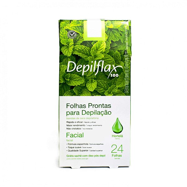 Folha depilatória facial hortelã - Depilflax (24 un)