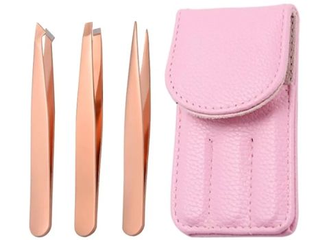Kit de pinças rosê gold com case