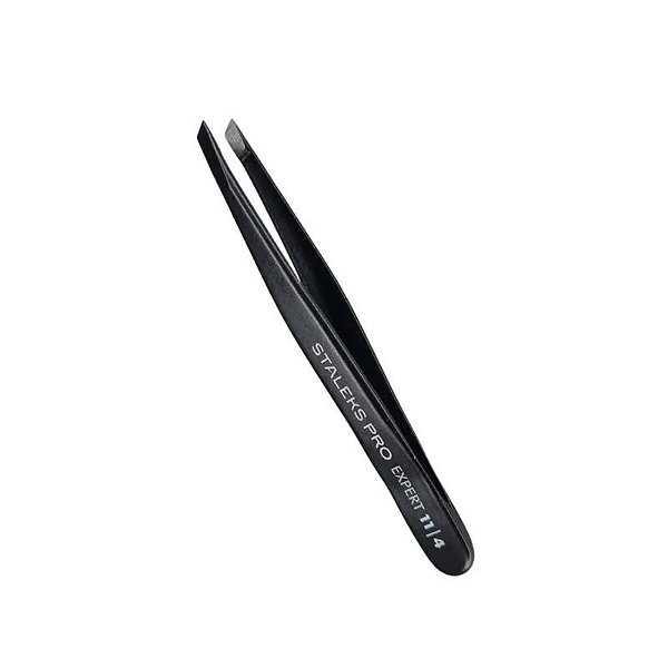 Pinca de sobrancelha Staleks Pro – TE-11-4 - preta - serie expert - chanfrada
