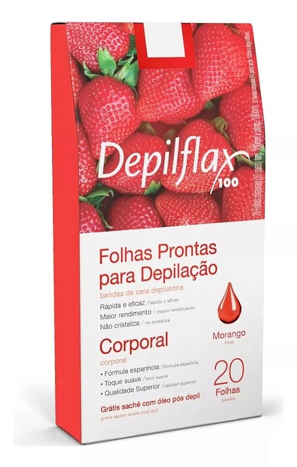 Folha depilatória corporal morango - Depilflax (20 un)