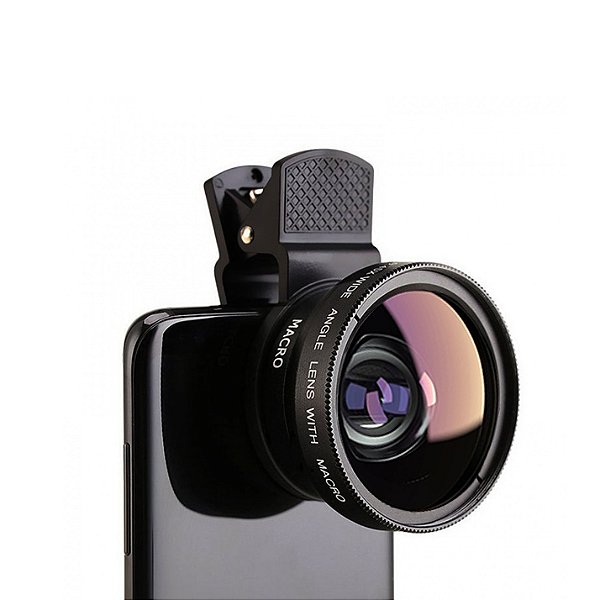 Lente macro + lente grande angular para fotos e videos