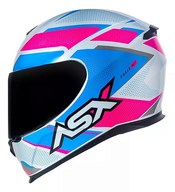 CAPACETE ASX EAGLE FAST BRILHO BRANCO/ROSA/AZUL
