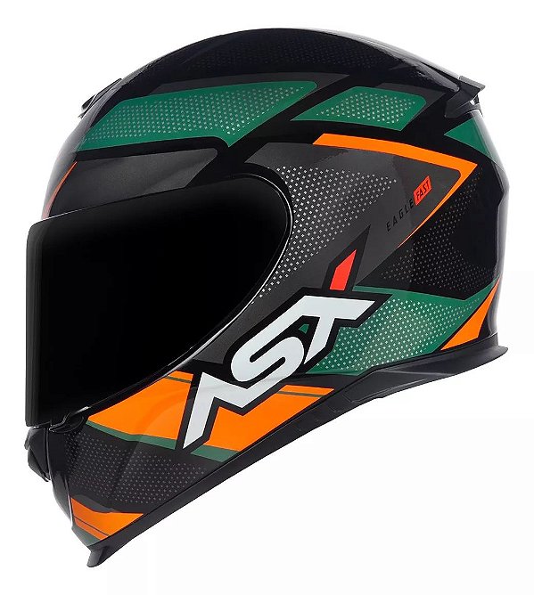 CAPACETE ASX EAGLE FAST BRILHO PRETO/VERDE/GRAFITE