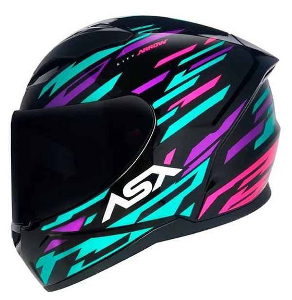 CAPACETE ASX CITY ARROW BRILHO PRETO/TIFFANY/ROXO