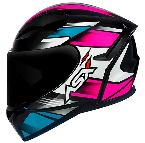 CAPACETE ASX CITY START BRILHO PRETO/TURQUESA/ROSA