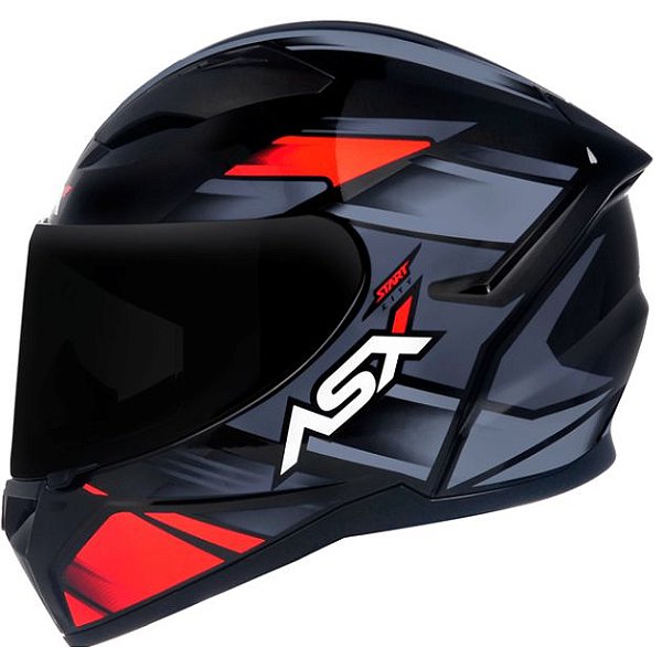 CAPACETE ASX CITY START BRILHO PRETO/VERMELHO/CINZA