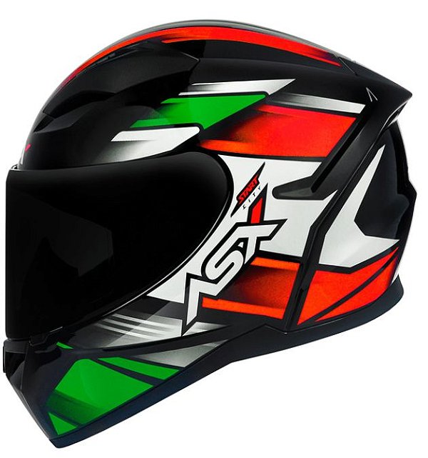 CAPACETE ASX CITY START BRILHO PRETO/VERMELHO/VERDE