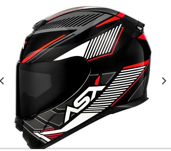 CAPACETE ASX EAGLE HUNTER BRILHO PRETO/BRANCO/GRAFITE